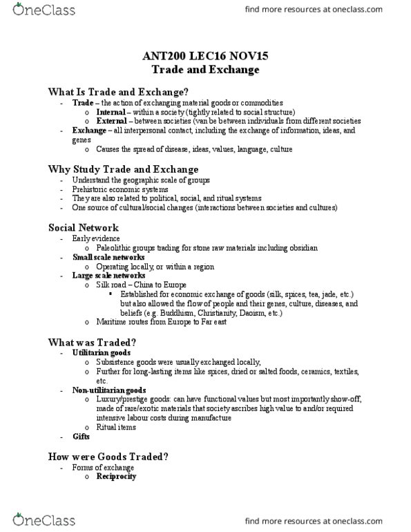 ANT200H5 Lecture Notes - Lecture 16: Silk Road, Taoism, Neutron Activation Analysis thumbnail