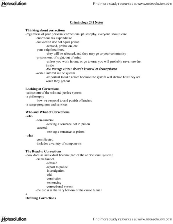 CRIM 241 Lecture Notes - Parole Board Of Canada, Offender Profiling, Disinformation thumbnail