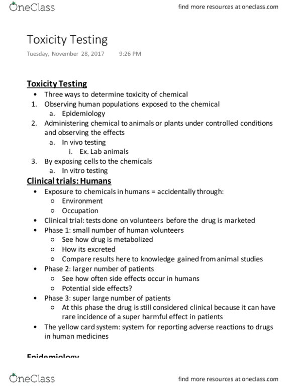 BIOL-2110 Chapter Notes - Chapter 12: Adverse Drug Reaction, Animal Testing, Ames Test thumbnail