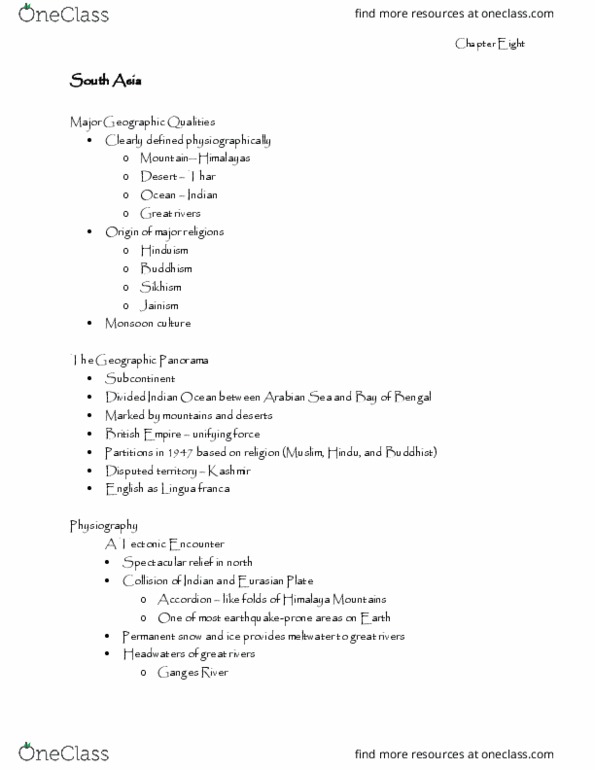 GEOG 102 Lecture Notes - Lecture 9: Lingua Franca, Himalayas, Eurasian Plate thumbnail