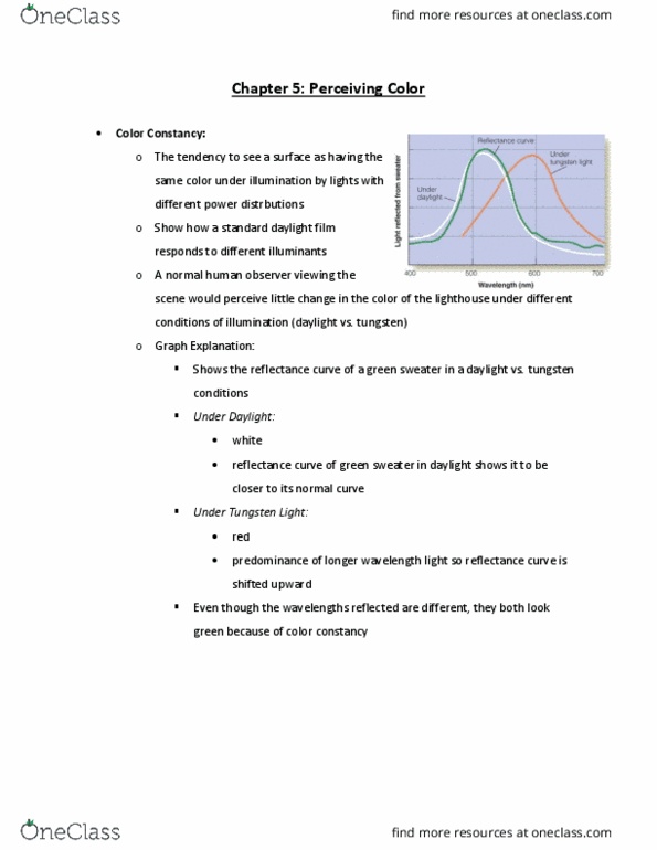 PSY 30440 Lecture Notes - Lecture 4: Color Constancy, Normal Distribution, Illuminance thumbnail