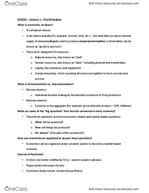 ECO101H1 Lecture Notes - Lecture 1: The O.C., Horse Length, Absolute Advantage thumbnail