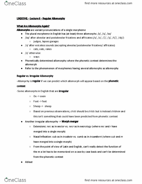 LIN203H1 Lecture Notes - Lecture 6: Phon, Phonation, Agon thumbnail