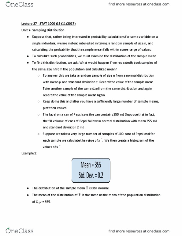 STAT 1000 Lecture Notes - Lecture 27: Bias Of An Estimator, Simple Random Sample, Variance thumbnail