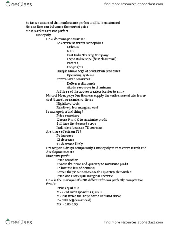 ECON-2110 Lecture Notes - Lecture 5: Perfect Competition, De Beers, Demand Curve thumbnail