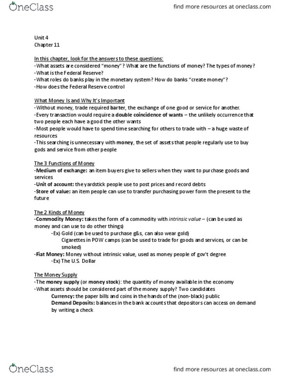 ECO-205 Lecture Notes - Lecture 6: Term Auction Facility, Money Multiplier, Savings Account thumbnail