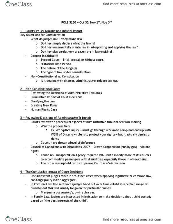 POLS 3300 Lecture Notes - Lecture 4: Patriation, Via Rail, Trespass thumbnail