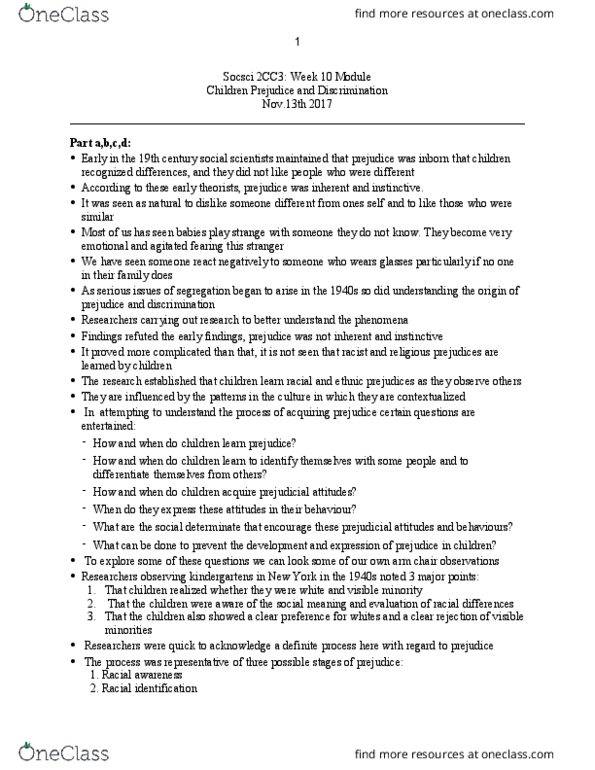 SOCSCI 2P03 Lecture Notes - Lecture 10: White Privilege, Visible Minority thumbnail