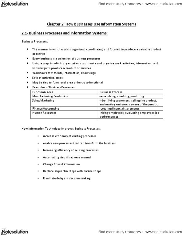 ITM 100 Chapter Notes - Chapter 2: Enterprise Resource Planning, Customer Relationship Management, Customer Retention thumbnail