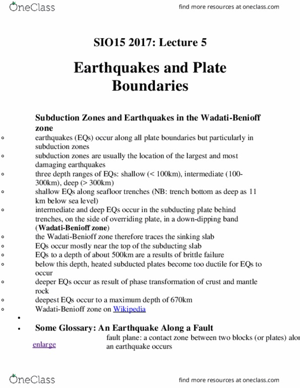 SIO 15 Lecture Notes - Lecture 5: Harpercollins, San Andreas Fault, Aseismic Creep thumbnail