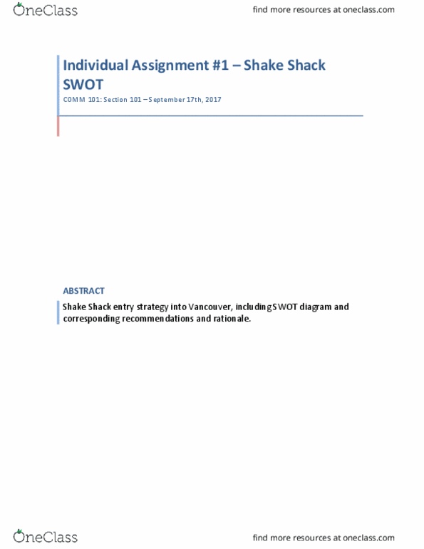 BUSI 101 Lecture Notes - Lecture 9: Health Canada, Swot Analysis, Digiday thumbnail