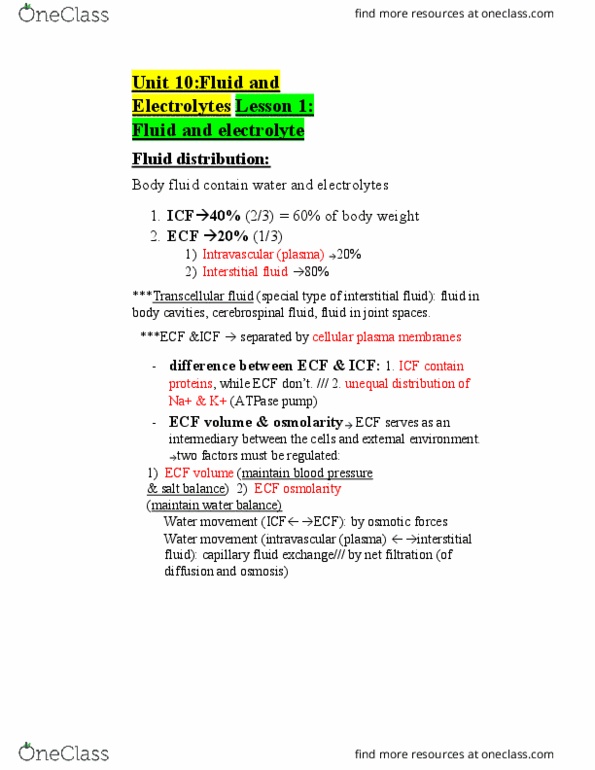 NURS113 Lecture Notes - Lecture 10: Syndrome Of Inappropriate Antidiuretic Hormone Secretion, Alkalosis, Respiratory Alkalosis thumbnail