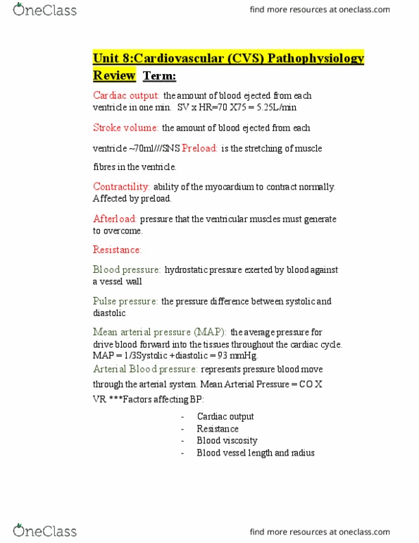 NURS113 Lecture Notes - Lecture 8: Peripheral Edema, Sepsis, Lipoprotein thumbnail