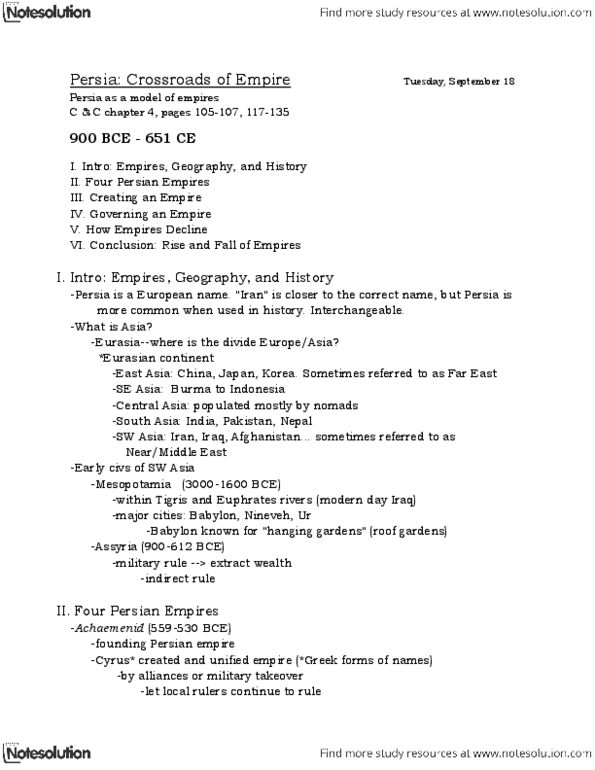 HIS102Y1 Lecture Notes - Seleucid Empire, Indirect Rule, Zoroastrianism thumbnail