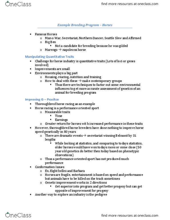 MBG 4020 Lecture Notes - Lecture 8: Heterosis, Reproductive Technology, Darley Arabian thumbnail