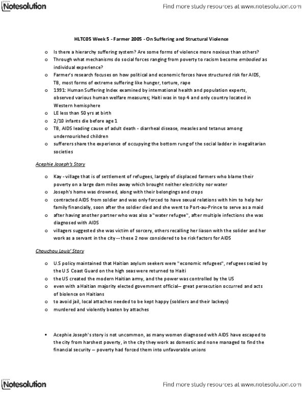 HLTC05H3 Chapter Notes -Structural Violence, Diocletianic Persecution, Social Forces thumbnail