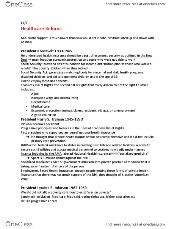 PUBHLTH 129 Lecture Notes - Lecture 14: Health Maintenance Organization, Health Insurance Marketplace, Health Insurance Portability And Accountability Act thumbnail