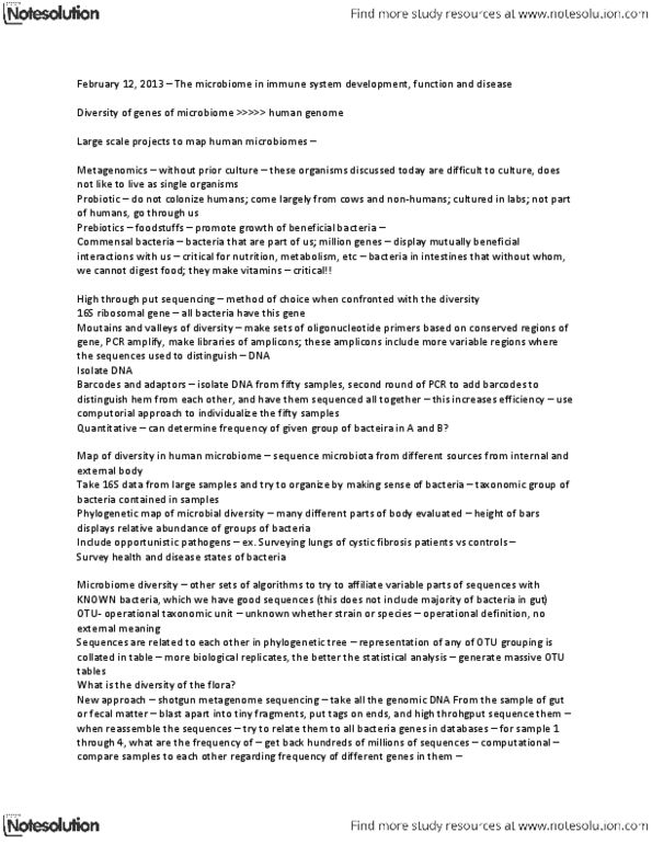 IMM250H1 Lecture Notes - Short-Chain Fatty Acid, Segmented Filamentous Bacteria, Operational Taxonomic Unit thumbnail