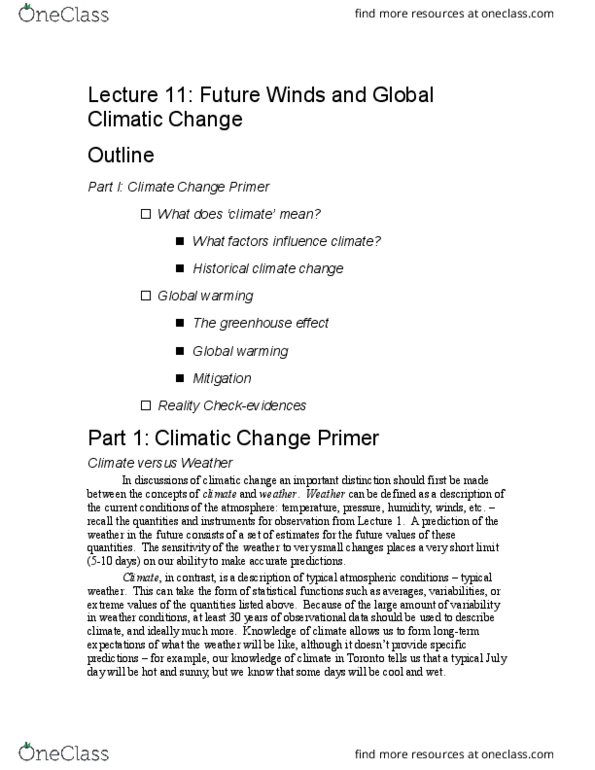 EESA09H3 Lecture Notes - Lecture 11: Climatology, Ipcc Fourth Assessment Report, Sewage Treatment thumbnail