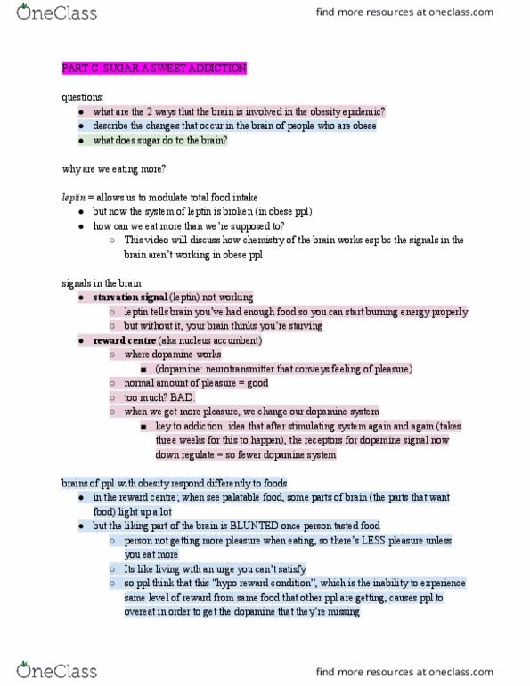 LIFESCI 2N03 Lecture Notes - Lecture 13: Candela, Leptin, Reward System thumbnail