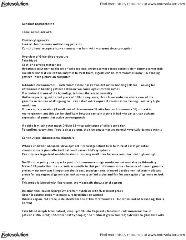 MGY299Y1 Lecture Notes - Copy-Number Variation, Hybridization Probe, G Banding thumbnail