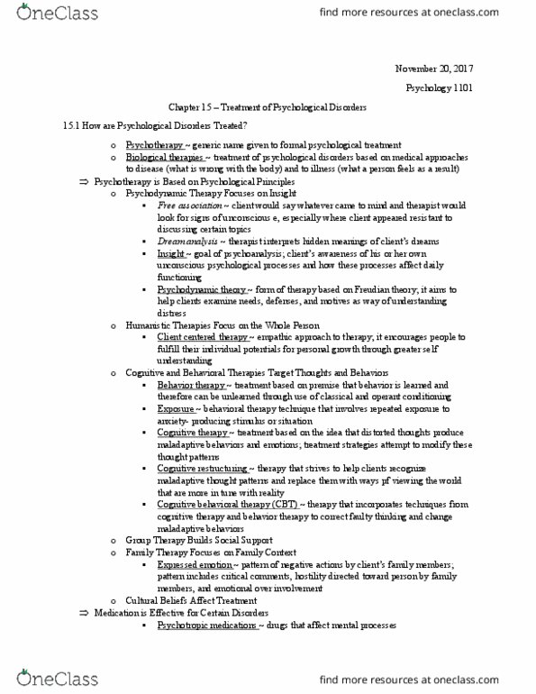 PSYC 1101 Chapter Notes - Chapter 15: Systematic Desensitization, Obsessive–Compulsive Disorder, Transcranial Magnetic Stimulation thumbnail
