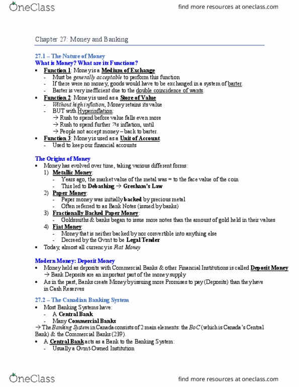 ECON 295 Chapter Notes - Chapter 27: Interbank, Precious Metal, Chapter 27 thumbnail