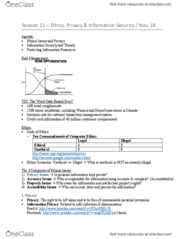 MGCR 331 Lecture Notes - Lecture 21: Dumpster Diving, Wi-Fi, Ciphertext thumbnail