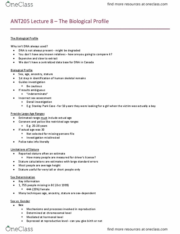 ANT205H5 Lecture Notes - Lecture 8: Endocrine System, Discriminant, Cross-Dressing thumbnail