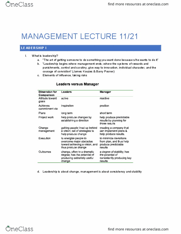 B A 350 Lecture Notes - Lecture 19: Charismatic Authority, Transformational Leadership thumbnail