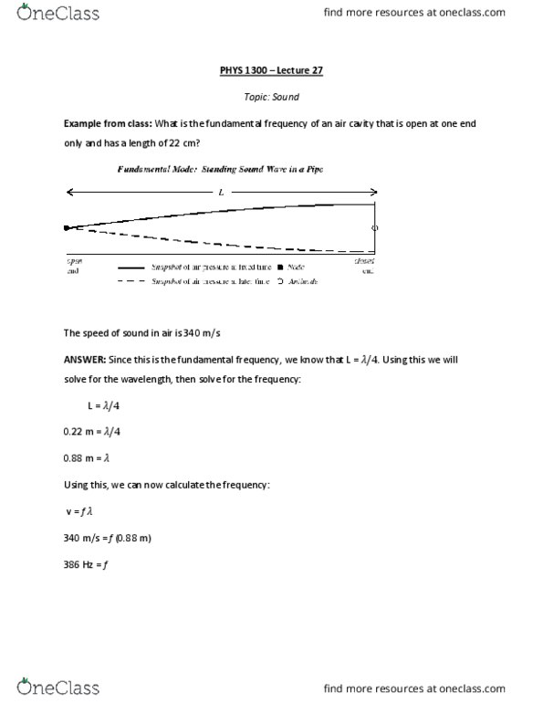 PHYS 1300 Lecture Notes - Lecture 27: Tuning Fork, Sound Power, Sound Intensity thumbnail