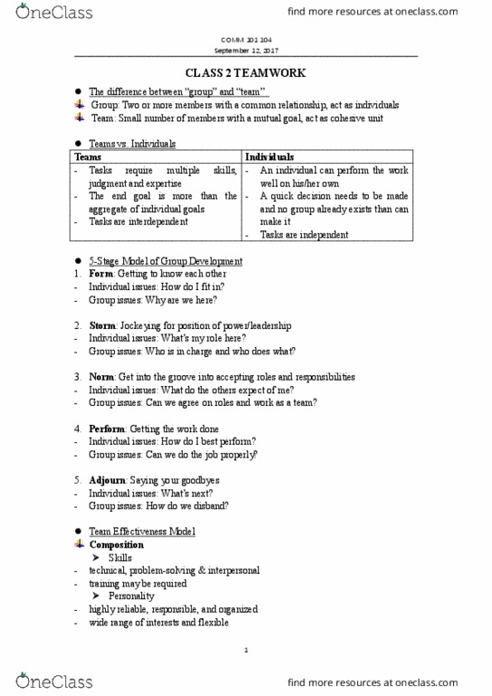 ENGL 112 Lecture Notes - Lecture 2: Social Loafing, Swot Analysis, Business Ethics thumbnail