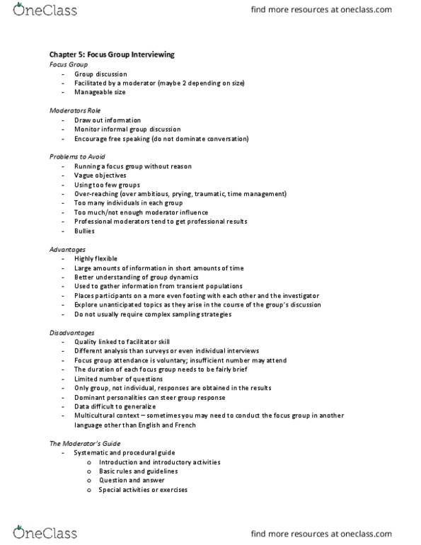 CMN 3103 Lecture Notes - Lecture 5: Focus Group, Trauma Trigger, Group Dynamics thumbnail