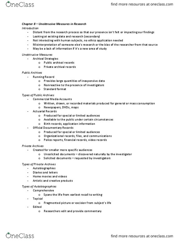 CMN 3103 Lecture 8: CMN3103 -Chapter 8 Unobtrusive Measures thumbnail