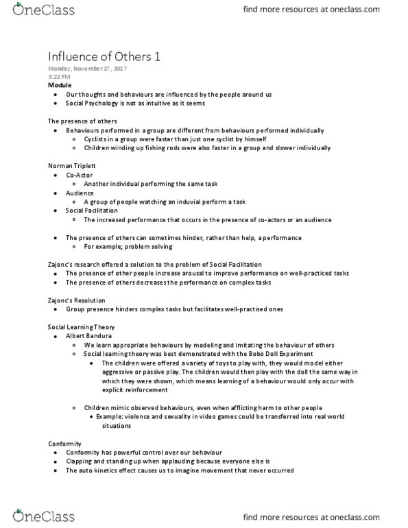 PSYCH 1X03 Lecture Notes - Lecture 10: Group Decision-Making, Murder Of Kitty Genovese, Group Polarization thumbnail