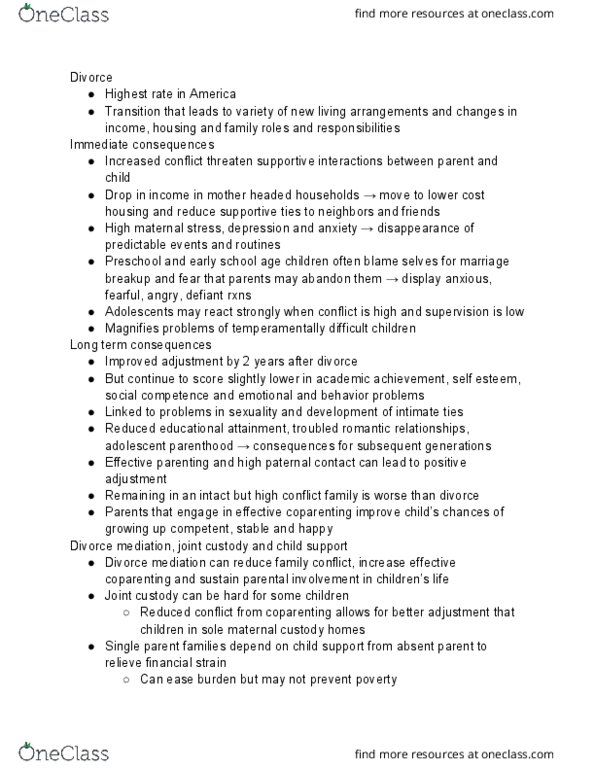 PSYCH 130 Chapter Notes - Chapter 14.5: Joint Custody, Coparenting, Stepfamily thumbnail