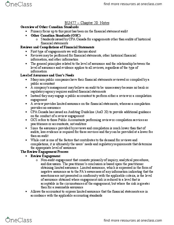 BU477 Chapter Notes - Chapter 20: Internal Control, Accounts Receivable, Uptodate thumbnail