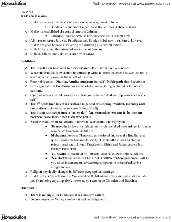 RLG280Y1 Lecture Notes - Vajrayana, Han Dynasty, Mahayana thumbnail