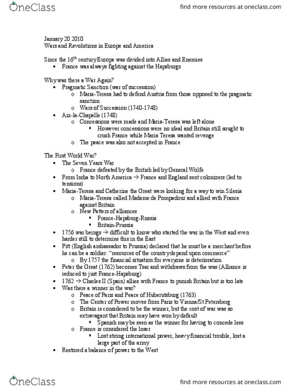 HIST 215 Lecture Notes - Lecture 7: Madame De Pompadour, Pragmatic Sanction thumbnail