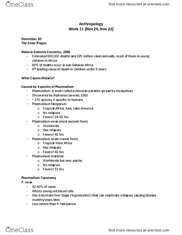 ANTHROP 2U03 Lecture Notes - Lecture 11: Multiple Drug Resistance, Rachel Carson, Lumefantrine thumbnail