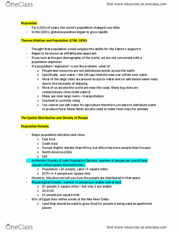 GEOG 1001 Lecture Notes - Lecture 6: Birth Rate, One-Child Policy, Demographic Transition thumbnail