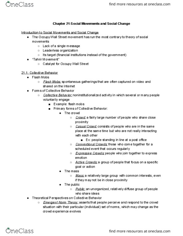 SOCIOL 103 Chapter Notes - Chapter 21: Neil Smelser, Crowdsourcing, Symbolic Interactionism thumbnail