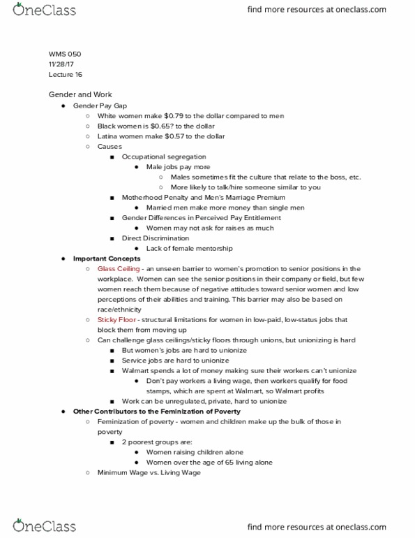 WMS 50 Lecture Notes - Lecture 16: Transnationalism, Femininity, Escalator thumbnail