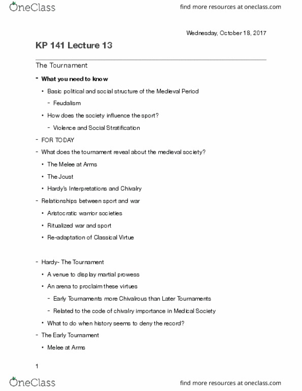 KP141 Lecture Notes - Lecture 13: Retina, Feudalism thumbnail