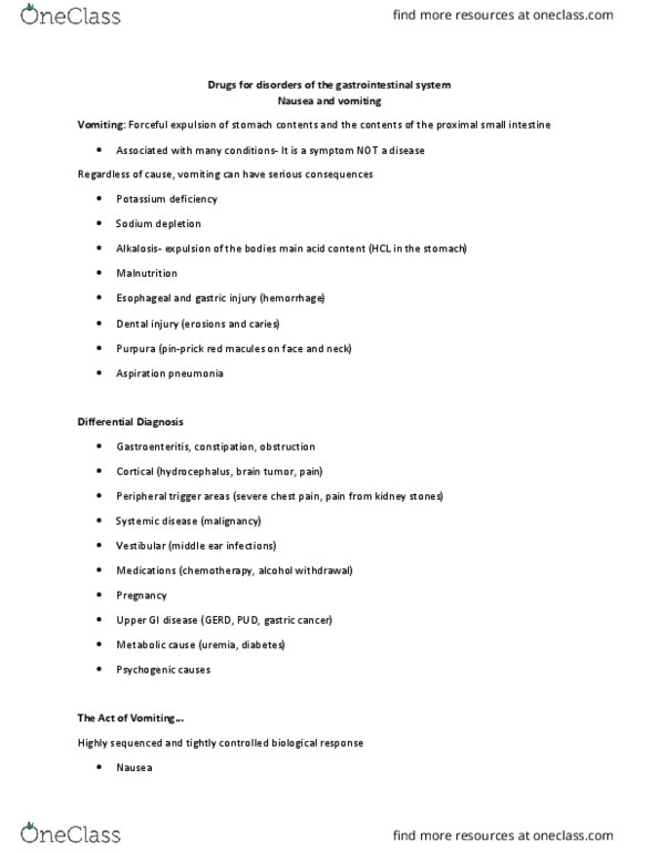 HTHSCI 2H03 Lecture Notes - Lecture 22: Vasodilation, Domperidone, Efferent Nerve Fiber thumbnail