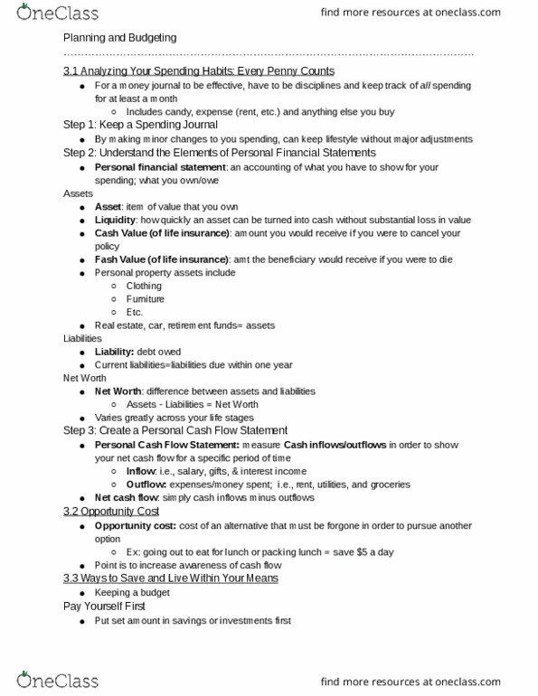 RCSC 150B2 Chapter Notes - Chapter 3: Cash Flow Statement, Cash Flow, Life Insurance thumbnail