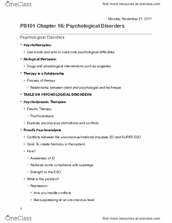 PS101 Chapter Notes - Chapter 16: Reuptake Inhibitor, Alprazolam, Fluoxetine thumbnail