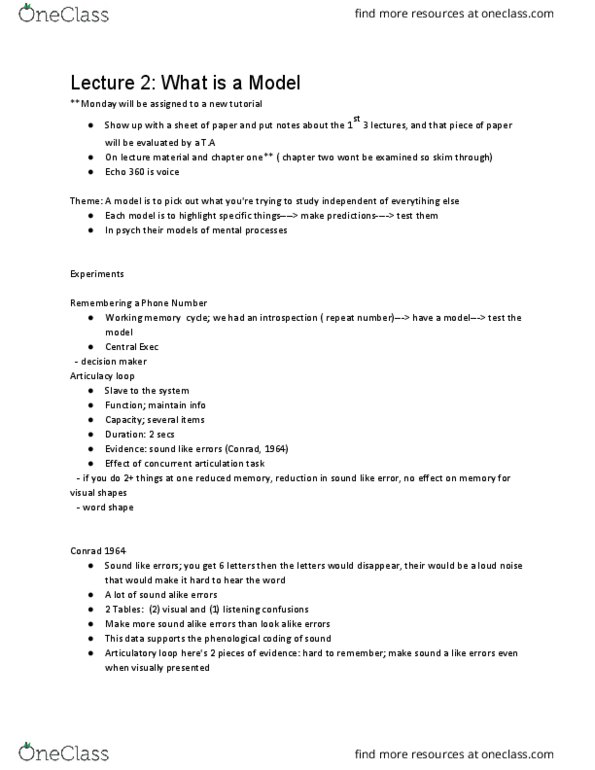 PNB 2XA3 Lecture Notes - Lecture 2: Phenology, Working Memory thumbnail