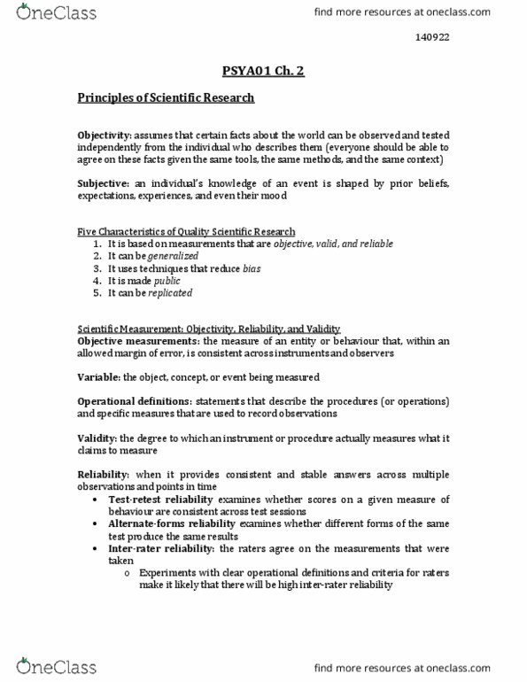 PSYA01H3 Chapter Notes - Chapter 2: Model Organism, Common Cold, Selective Breeding thumbnail