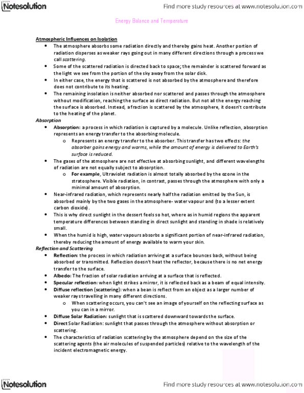 ENVIRSC 1A03 Lecture Notes - Rayleigh Scattering, Mie Scattering, Scattering thumbnail